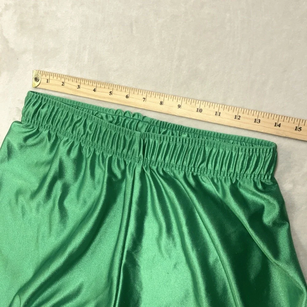 Vintage Made in Canada Shiny Silky Dazzle Shorts Mens Large Green Baggy Y2K 90s - Picture 7 of 8